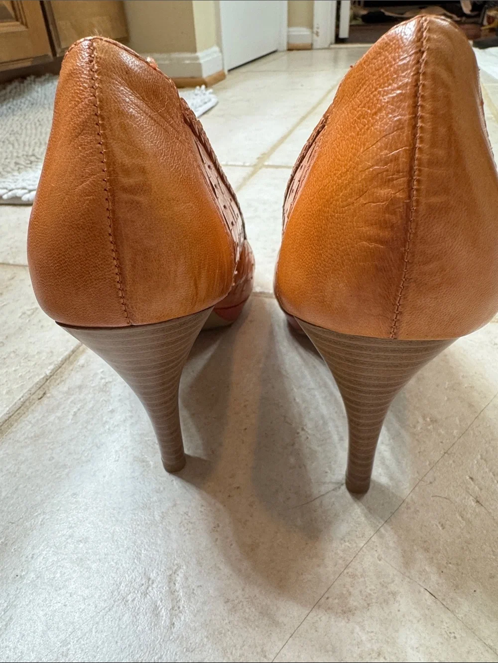 comfort plus by Predictions Cognac Woven Braided Trim Flats